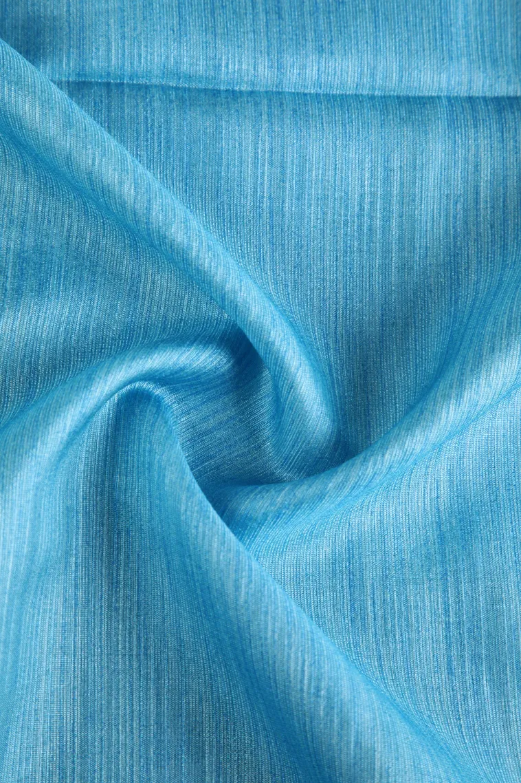 Cerulean Blue Fancy Saree with Thread Zari Plain With Border view 4
