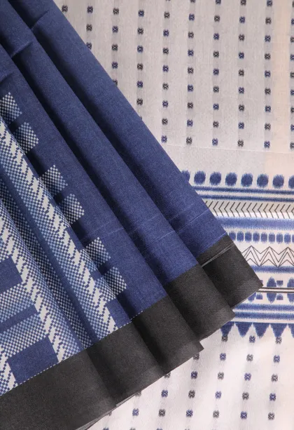 Indigo Blue Tussar Saree with Antic Zari Jamandery Pattern