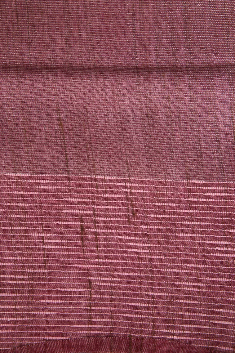 Peach Pink Semi Tussar Silk Without Zari With Plain view 3