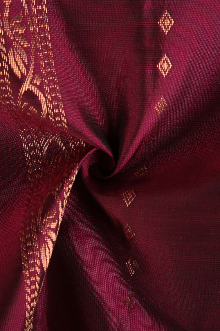 Magenta Purple Soft Silk Saree with Copper Zari Straipes And Puttas view 4