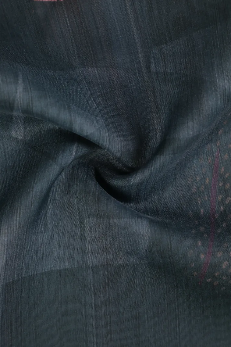 Stone Blue Semi Tussar Silk Without Zari With Leaf Pattern view 4