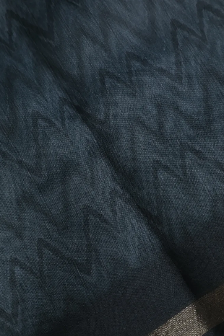 Stone Blue Semi Tussar Silk Without Zari With Leaf Pattern view 3