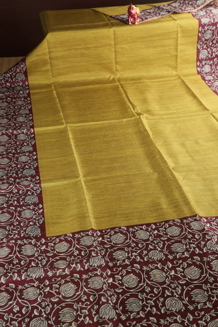 Macaroon Yellow Fancy Saree with Thread Zari Plain With Border view 2