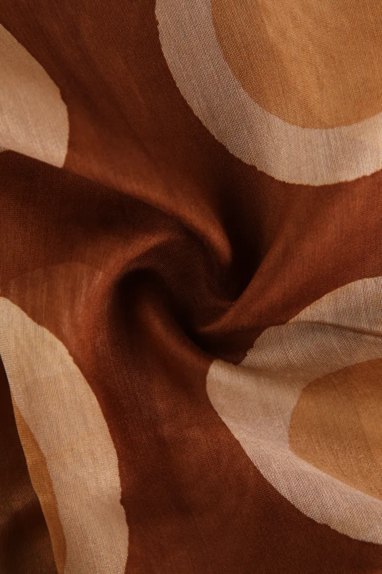 Tawny Brown Chanderi Cotton Sarees with Copper Zari Geometric Shapes view 4