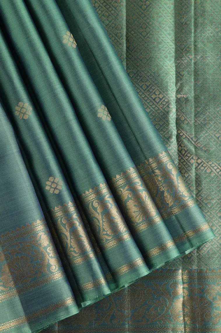Pistachio Green Soft Silk Saree with Gold Zari Buttis (small Dots Or Motifs)