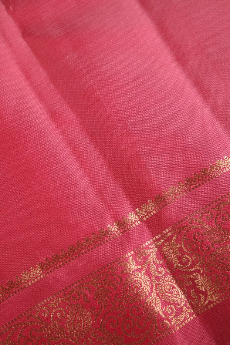 Rose Pink Soft Silk Saree with Gold Zari Buttis (small Dots Or Motifs) view 3