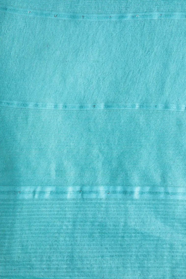Sky Blue Semi Tussar Silk with Thread Zari Checks And Puttas view 3