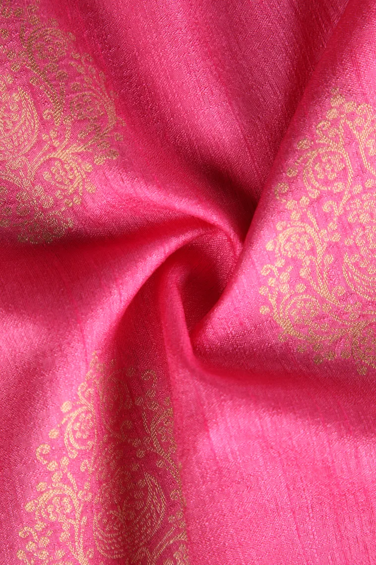 Taffy Pink Banaras Sarees with Gold Zari Puttas view 4