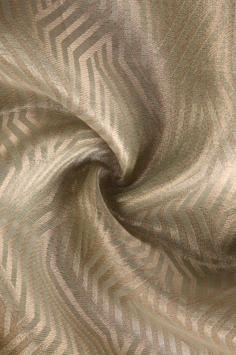 Pistachio Green Organza Saree with Bronze Zari Floral Patterns view 4