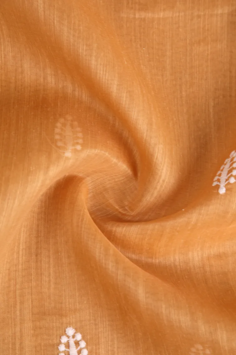 Cantaloupe Orange Manipuri Cotton Sarees Without Zari With Tree Mottif view 4