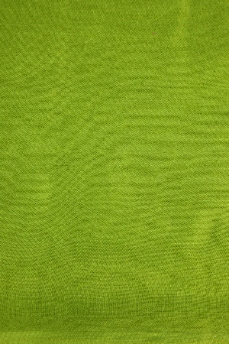 Lime Green Mul Mul Cotton Without Zari With Floral Patterns view 3