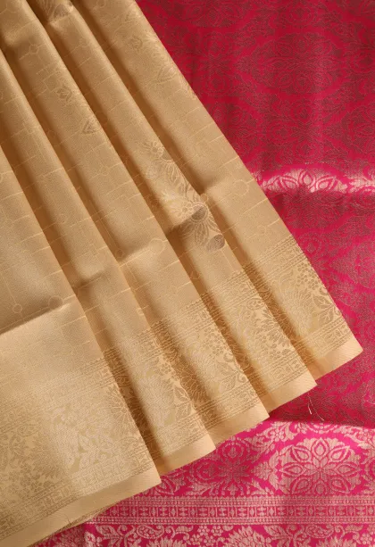 Sandollar Yellow Apoorva Silk Sarees with Bronze Zari Geometric Shapes
