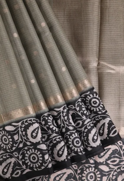 Pistachio Green Manipuri Cotton Sarees with Gold Zari Buttis (small Dots Or Motifs)