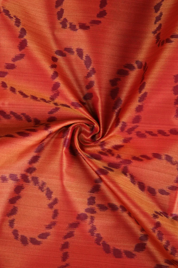 Ginger Orange Soft Silk Sarees with Bronze Zari Geometric Shapes view 4