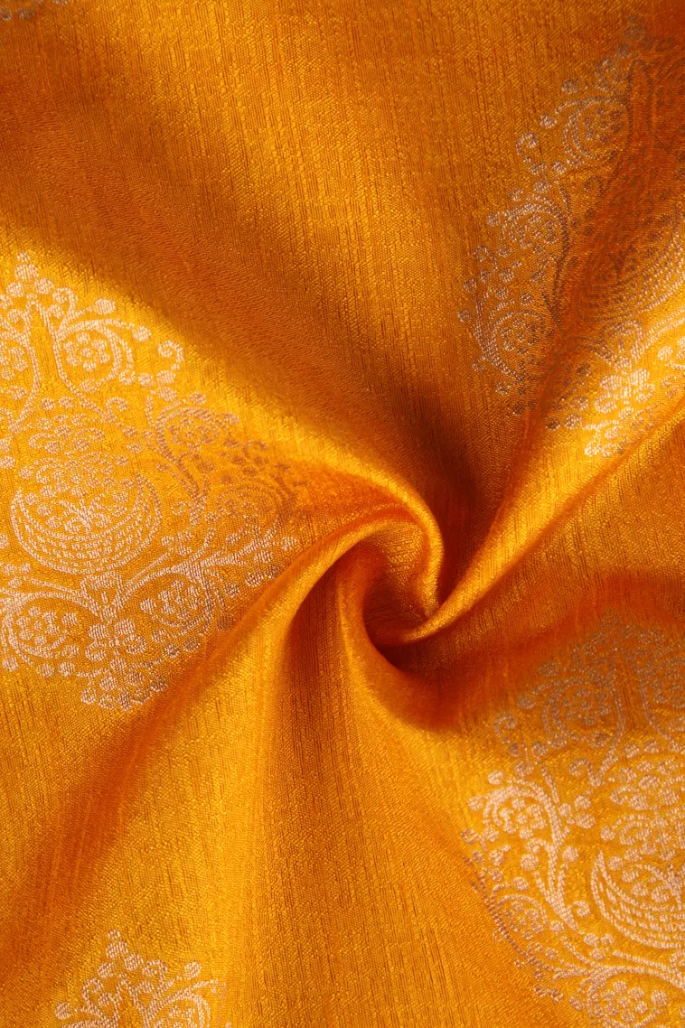 Lemon Yellow Banaras Sarees with Gold Zari Puttas view 4