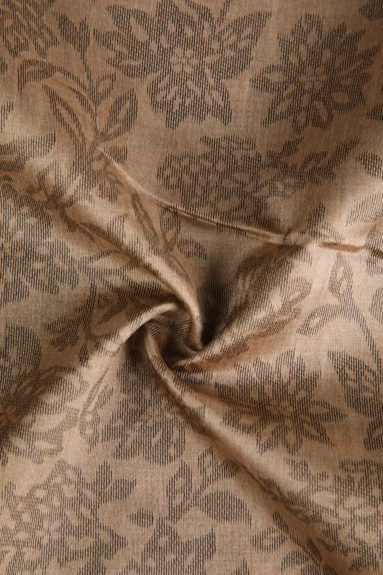 Cider Orange Tussar Saree with Antic Zari Flower Mottif view 4