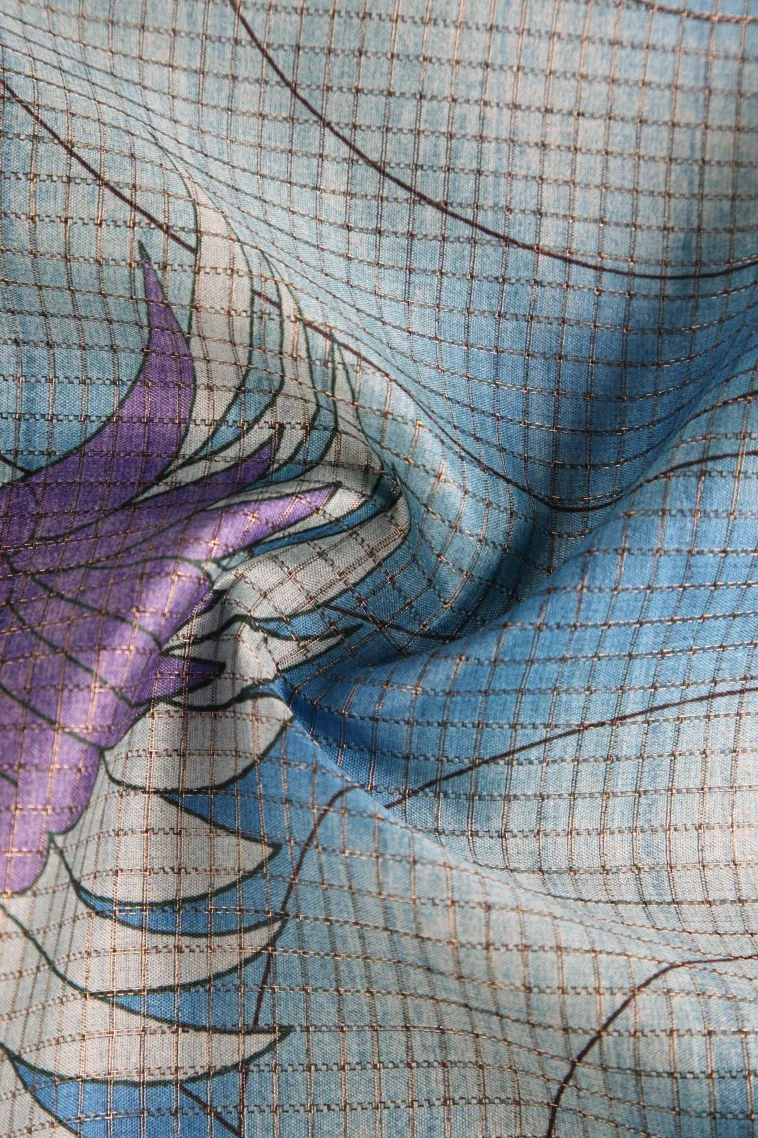 Cerulean Blue Jute Sarees with Antic Zari Animal And Bird Motifs view 4
