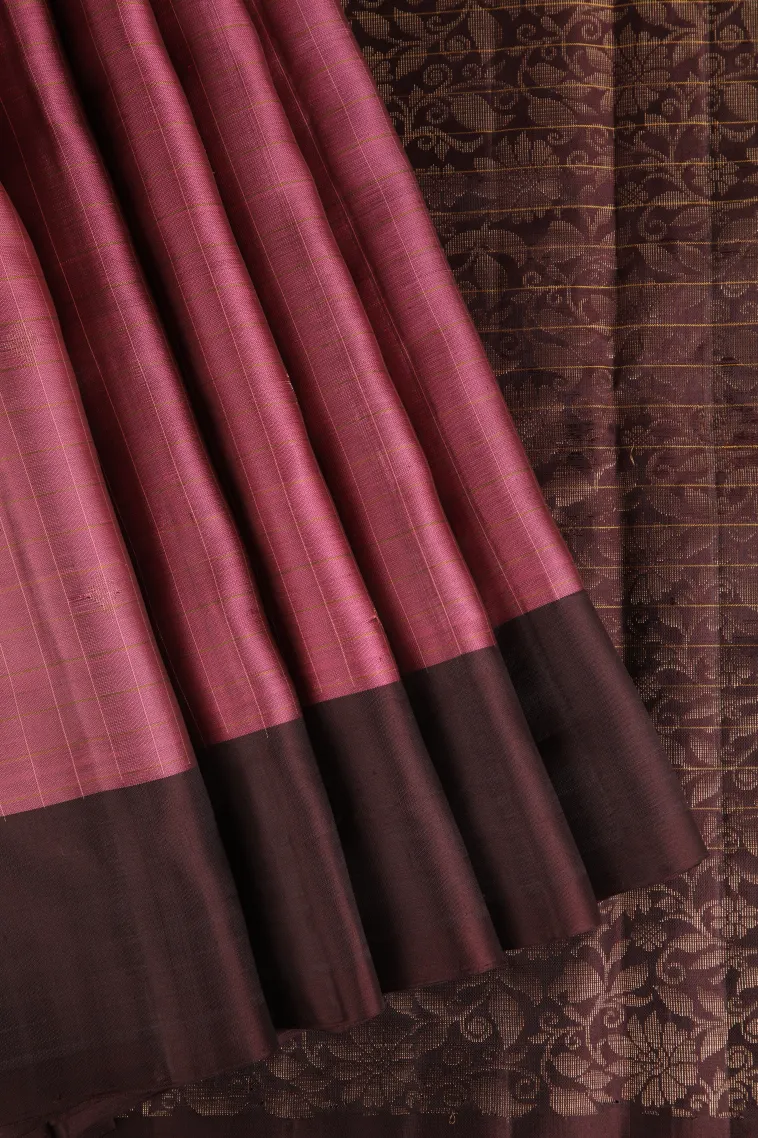 Magenta Purple Soft Silk Saree with Gold Zari Checks And Puttas