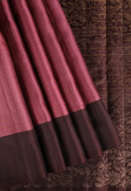 Magenta Purple Soft Silk Saree with Gold Zari Checks And Puttas
