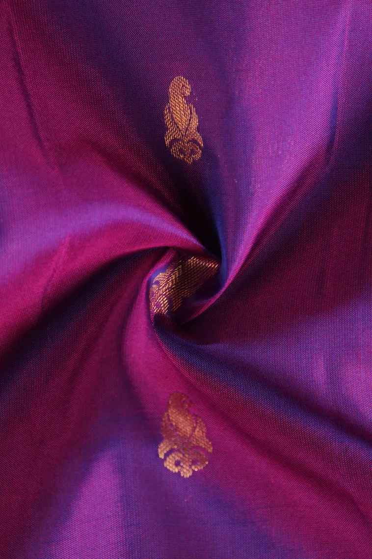 Magenta Purple Soft Silk Saree with Gold Zari Buttis (small Dots Or Motifs) view 4