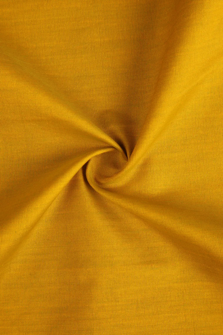 Lemon Yellow Poly Cotton Sarees Without Zari With Plain view 4