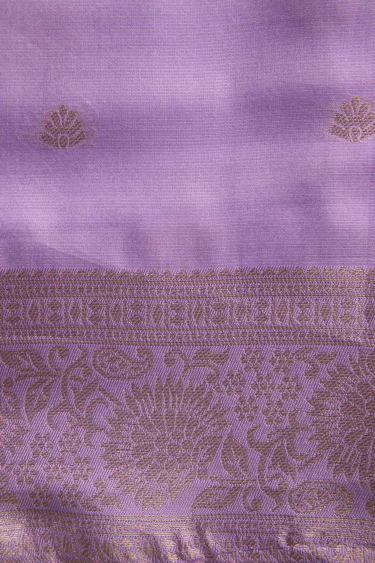 Pistachio Green Apoorva Silk Sarees with Bronze Zari Geometric Shapes view 3