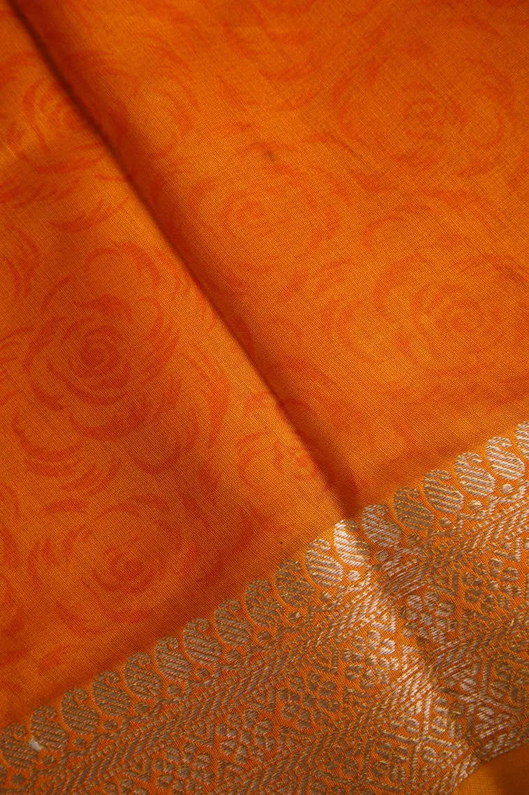 Rock Black Chanderi Cotton Sarees with Copper Zari Eliphant Mottif view 3