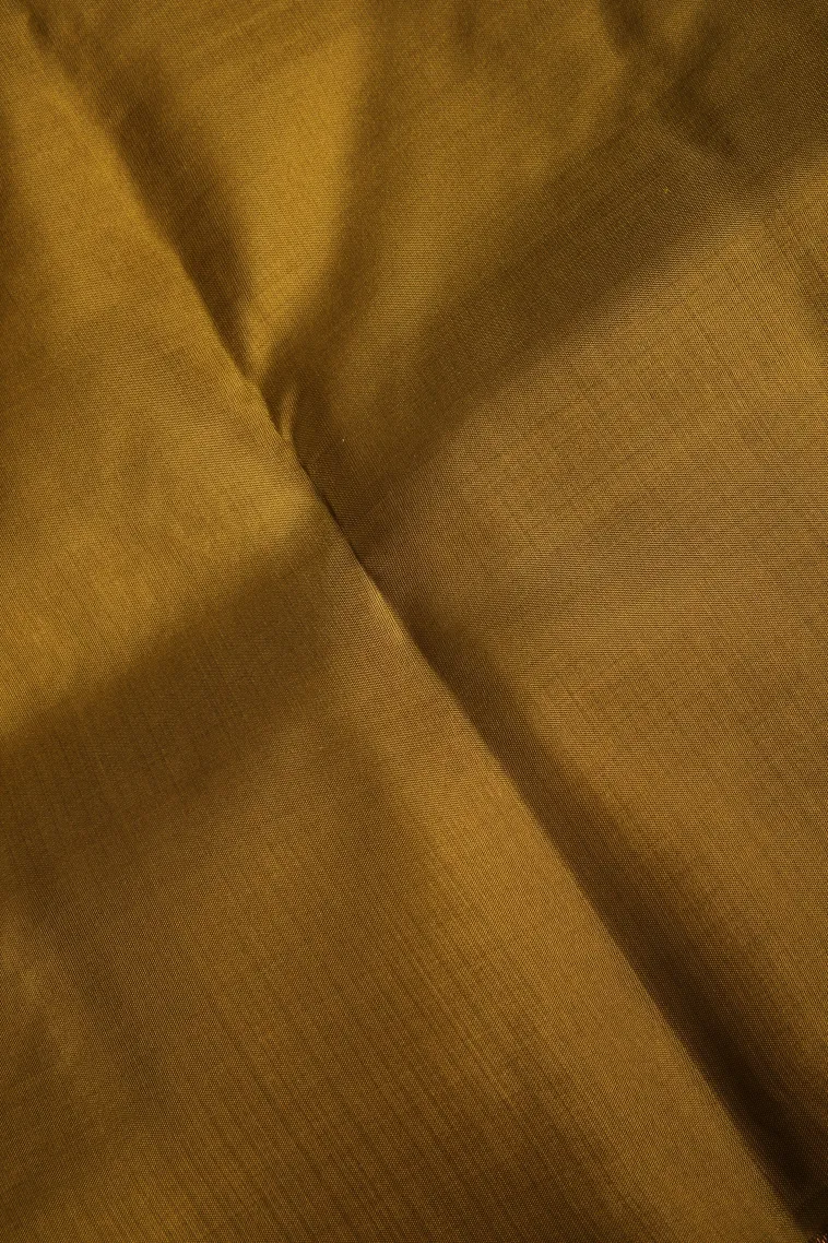 Olive Green Soft Silk Saree with Copper Zari Straipes And Puttas view 3
