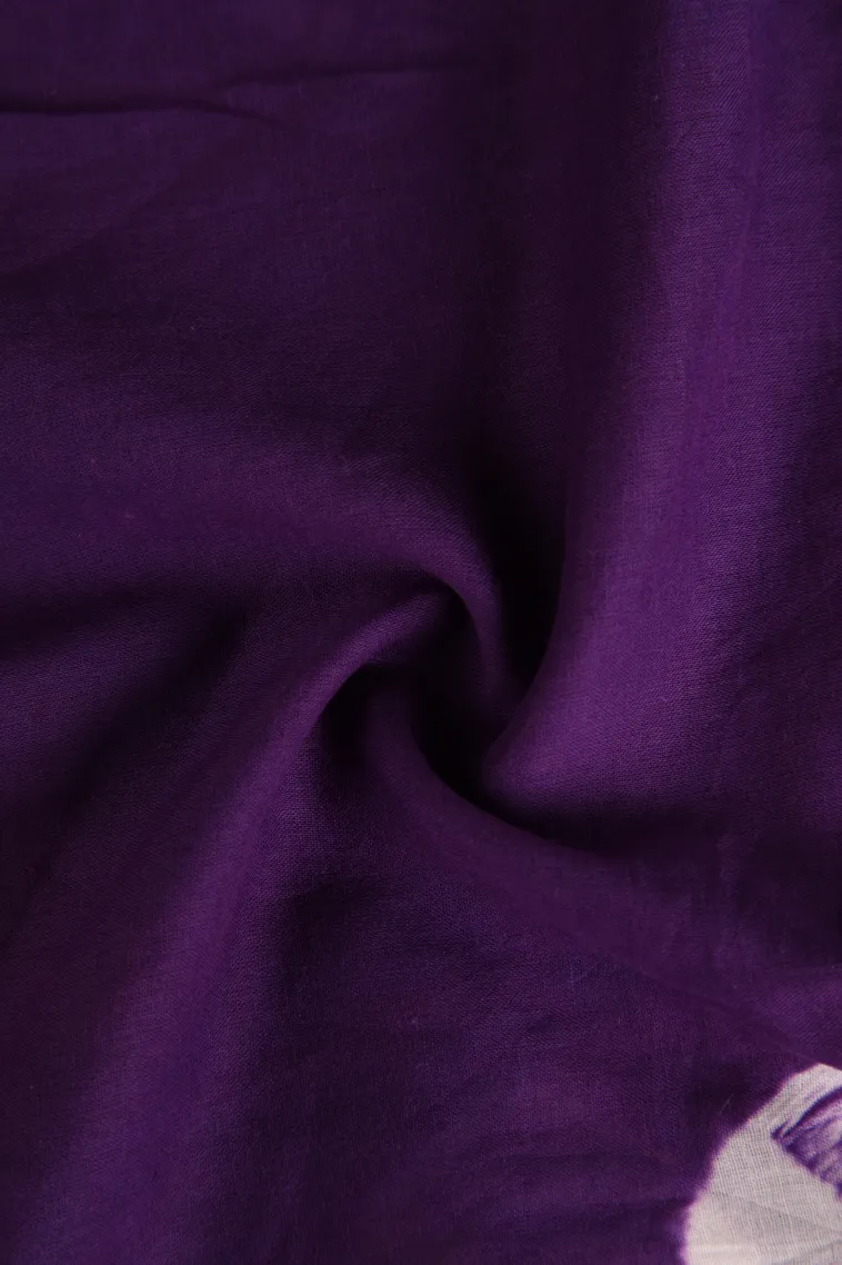 Viola Purple Mul Mul Cotton Without Zari With Pathik Motifs view 4