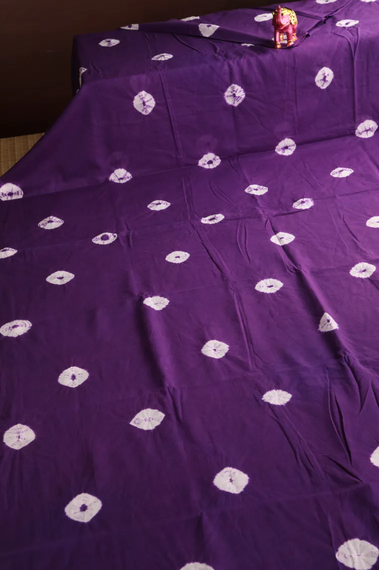 Viola Purple Mul Mul Cotton Without Zari With Pathik Motifs view 2
