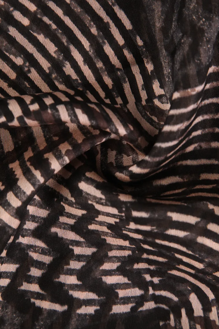 Eel Black Chanderi Cotton Sarees with Copper Zari Geometric Shapes view 4