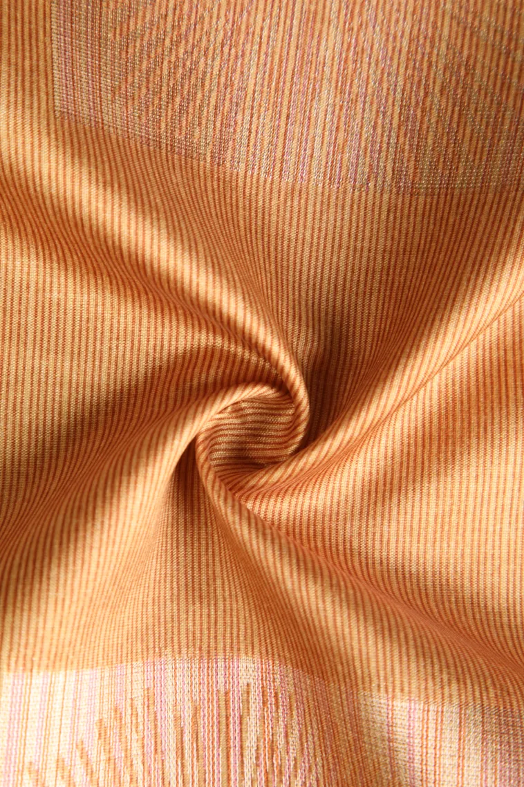 Merigold Orange Tussar Saree Without Zari With Jamandery Pattern view 4