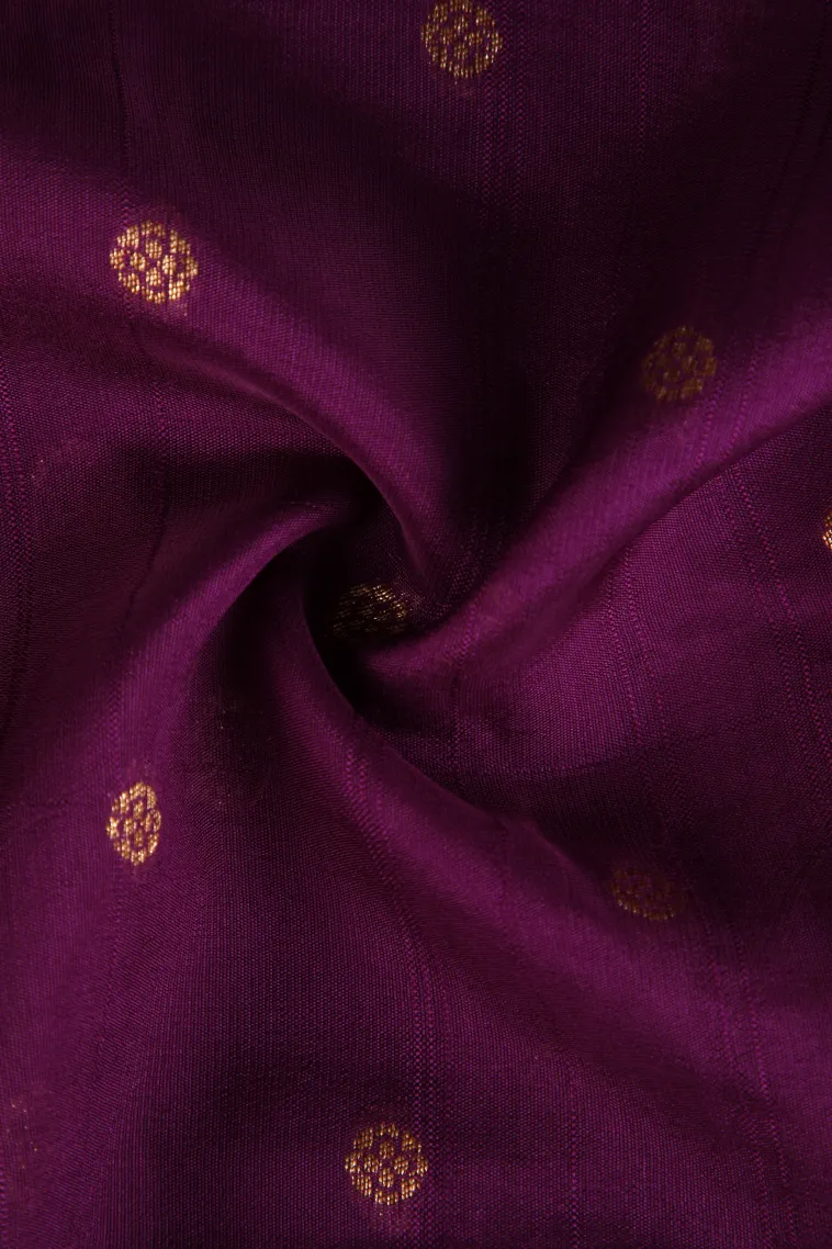 Magenta Purple Banaras Sarees with Copper Zari Buttis (small Dots Or Motifs) view 4