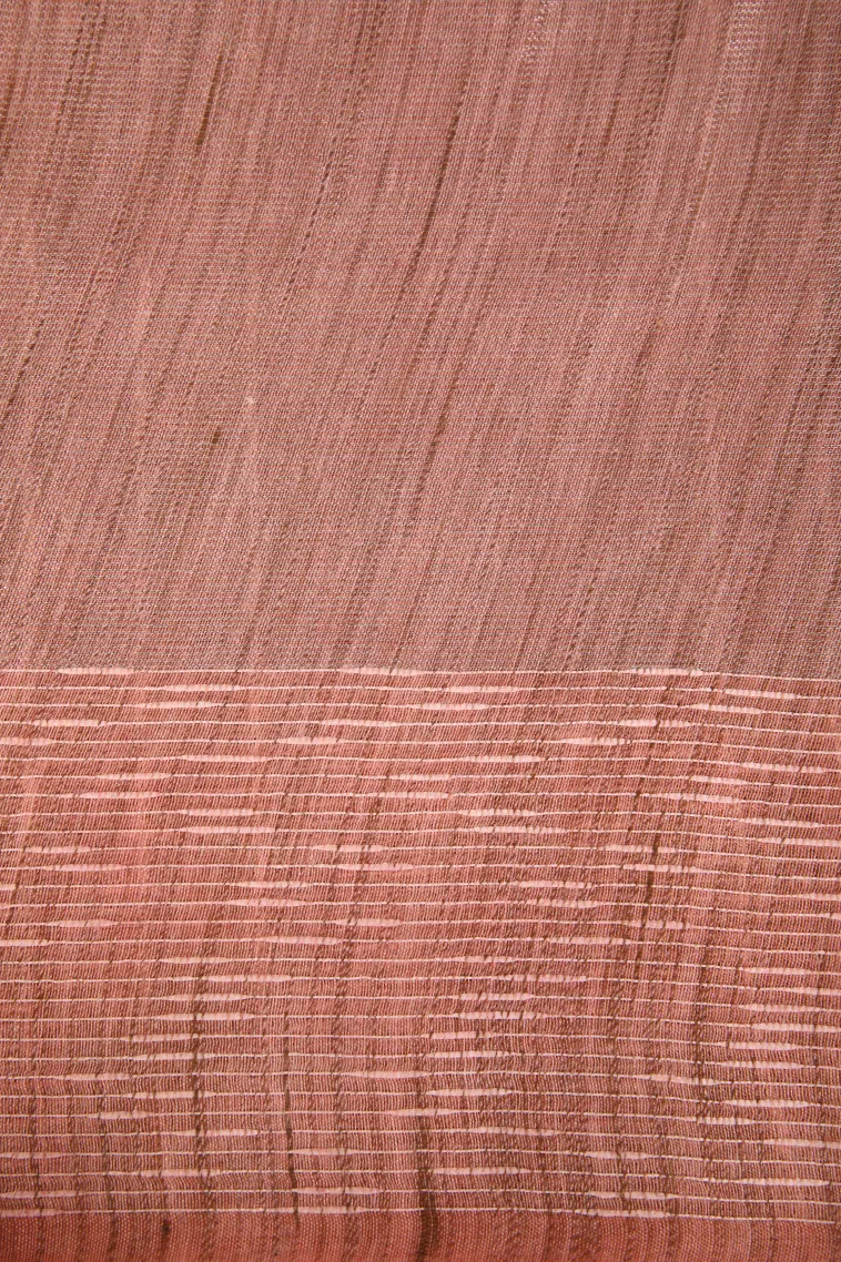 Salmon Pink Semi Tussar Silk Without Zari With Plain view 3