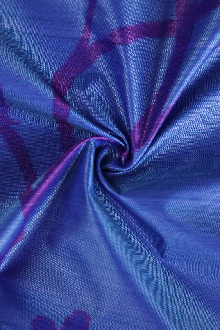 Cobalt Blue Soft Silk Sarees with Bronze Zari Floral Patterns view 4