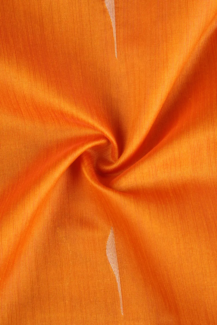 Carrot Orange Silk Cotton Sarees with Gold Zari Buttis (small Dots Or Motifs) view 4