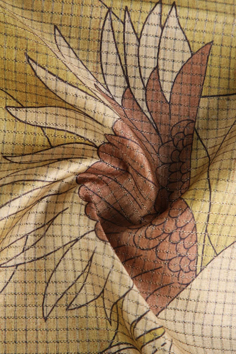 Gold Jute Sarees with Antic Zari Animal And Bird Motifs view 4