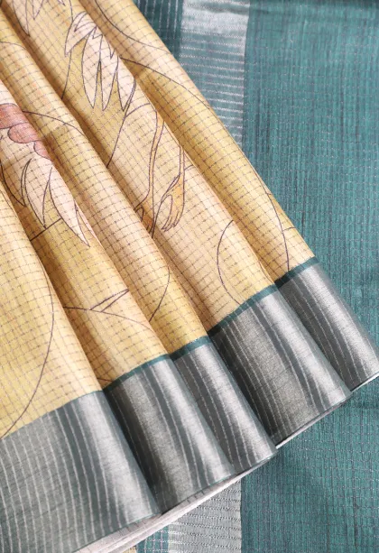 Gold Jute Sarees with Antic Zari Animal And Bird Motifs