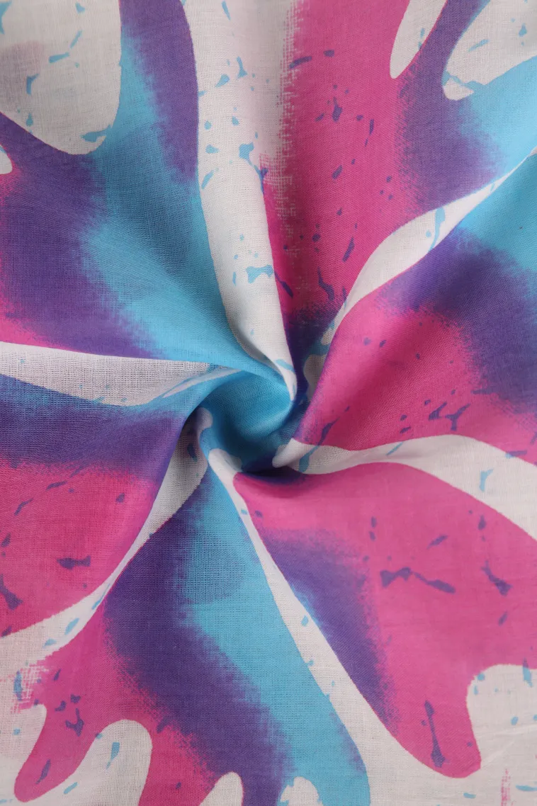 Cotton White Mul Mul Cotton Without Zari With Floral Patterns view 4
