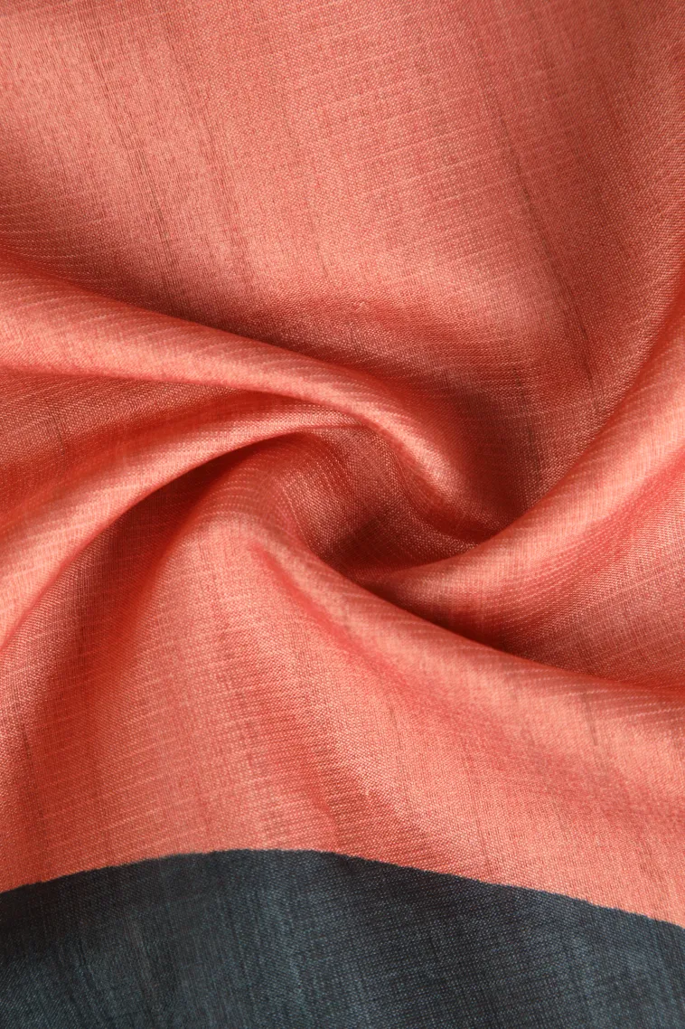 Peach Pink Semi Raw Silk Printed Without Zari With Geometric Shapes view 4