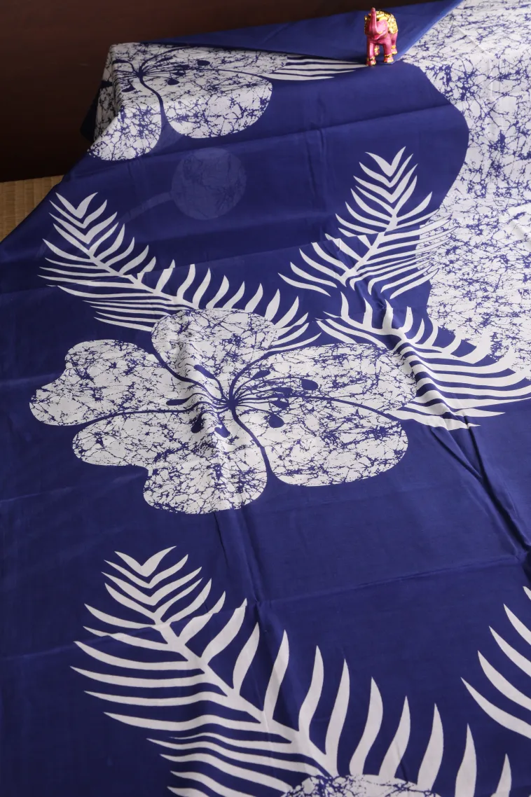 Daffane Blue Mul Mul Cotton Without Zari With Pathik Motifs view 2