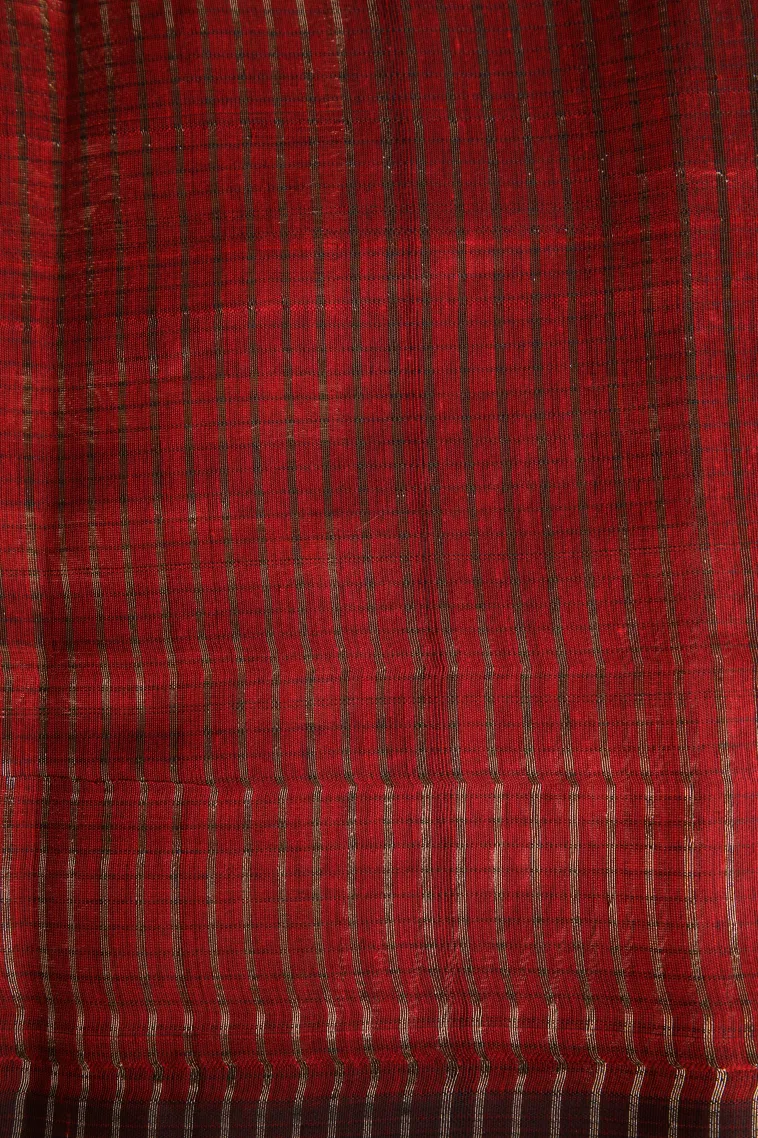Apple Red Raw Silk Sarees with Gold Zari Mango Puttas view 3