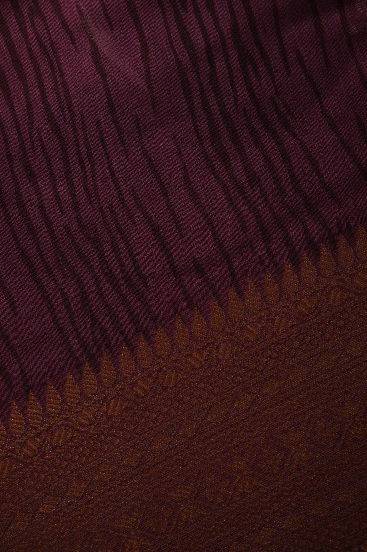 Coconut White Chanderi Cotton Sarees with Copper Zari Floral Patterns view 3
