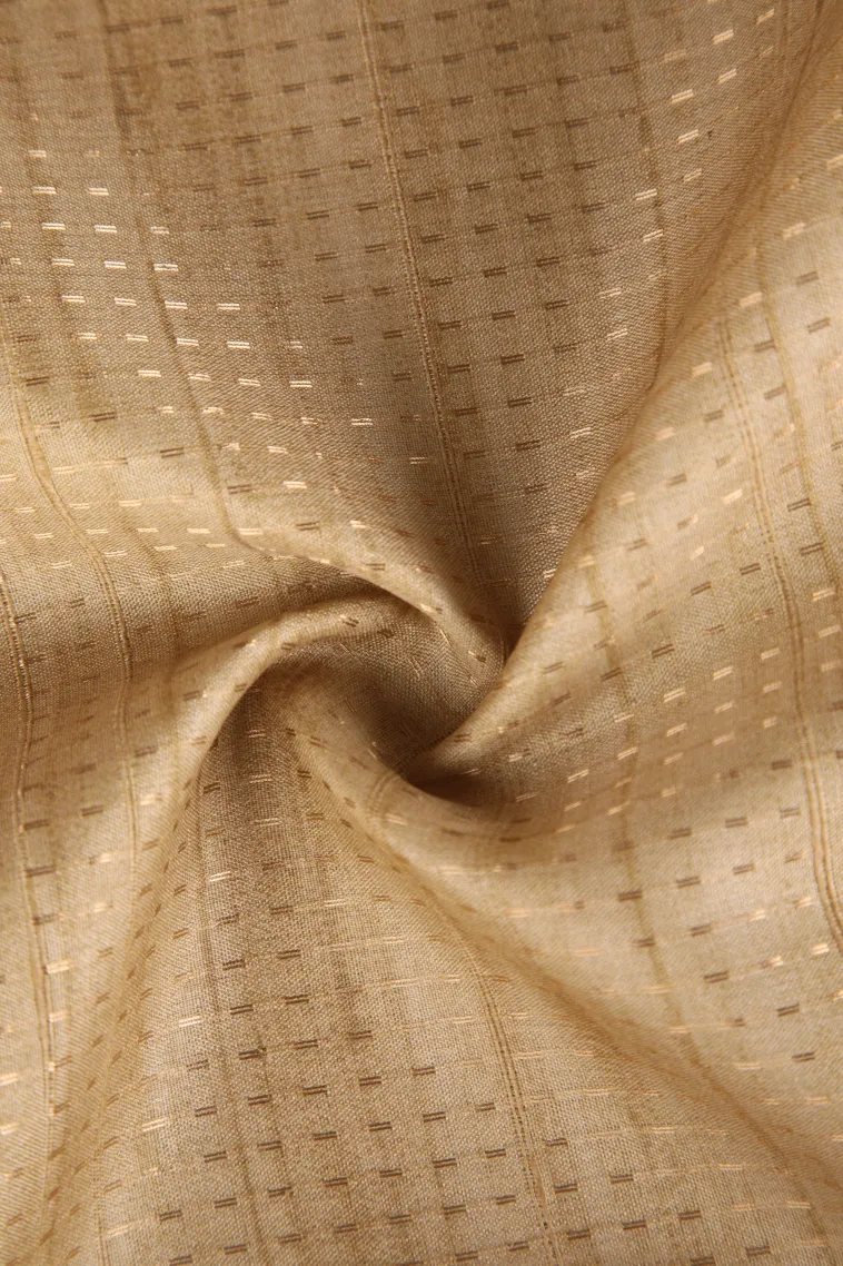Sandollar Yellow Tussar Saree with Gold Zari Stripes view 4