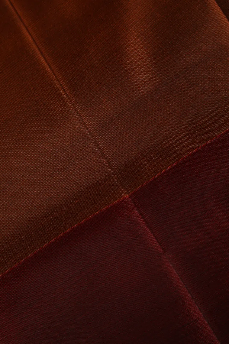 Tawny Brown Soft Silk Saree with Copper Zari Straipes And Puttas view 3