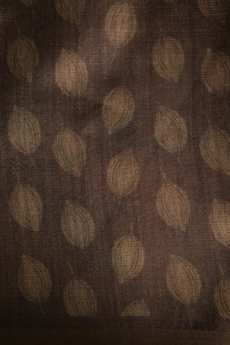 Sepia Yellow Semi Raw Silk Printed Without Zari With Geometric Shapes view 3