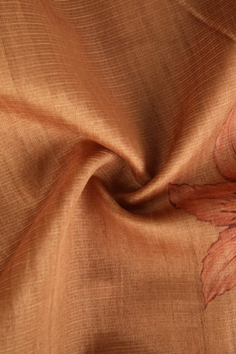 Sepia Yellow Semi Raw Silk Printed Without Zari With Geometric Shapes view 4