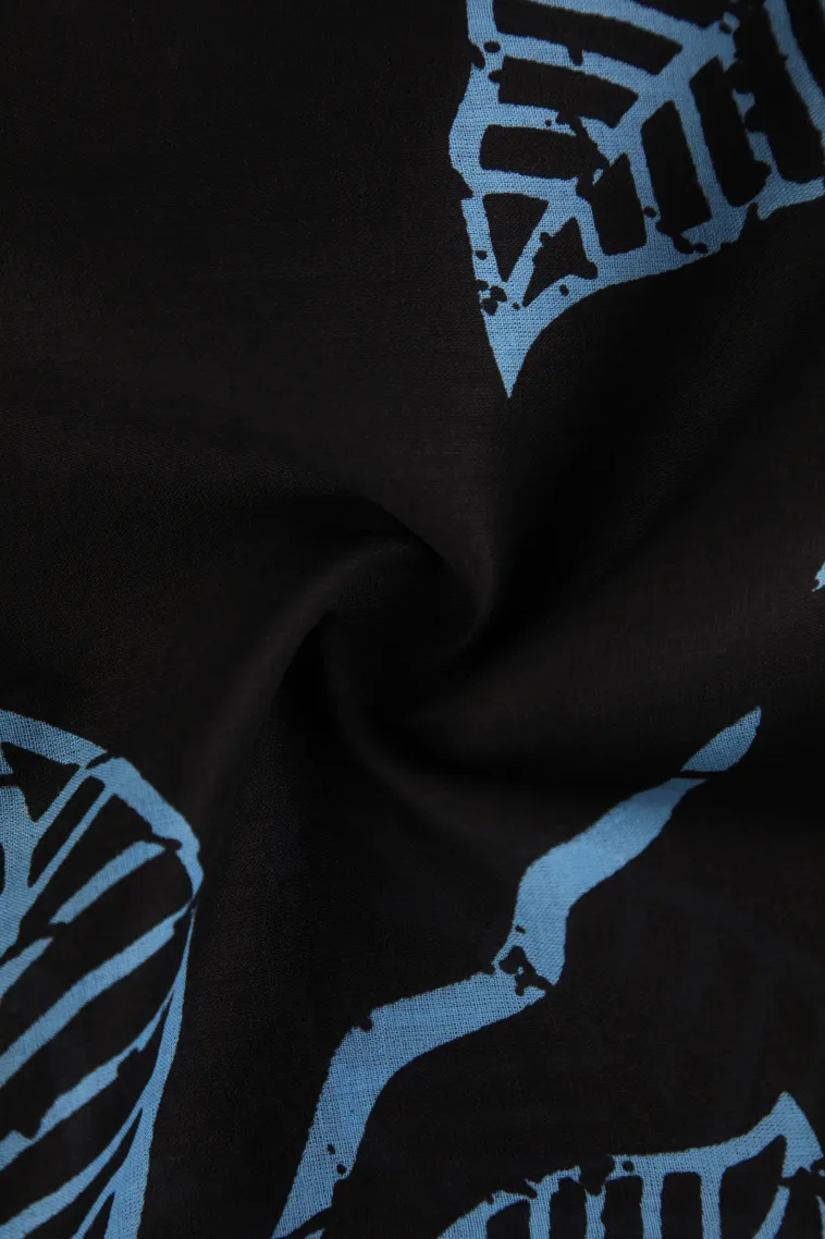 Asphalt Black Mul Mul Cotton Without Zari With Floral Patterns view 4