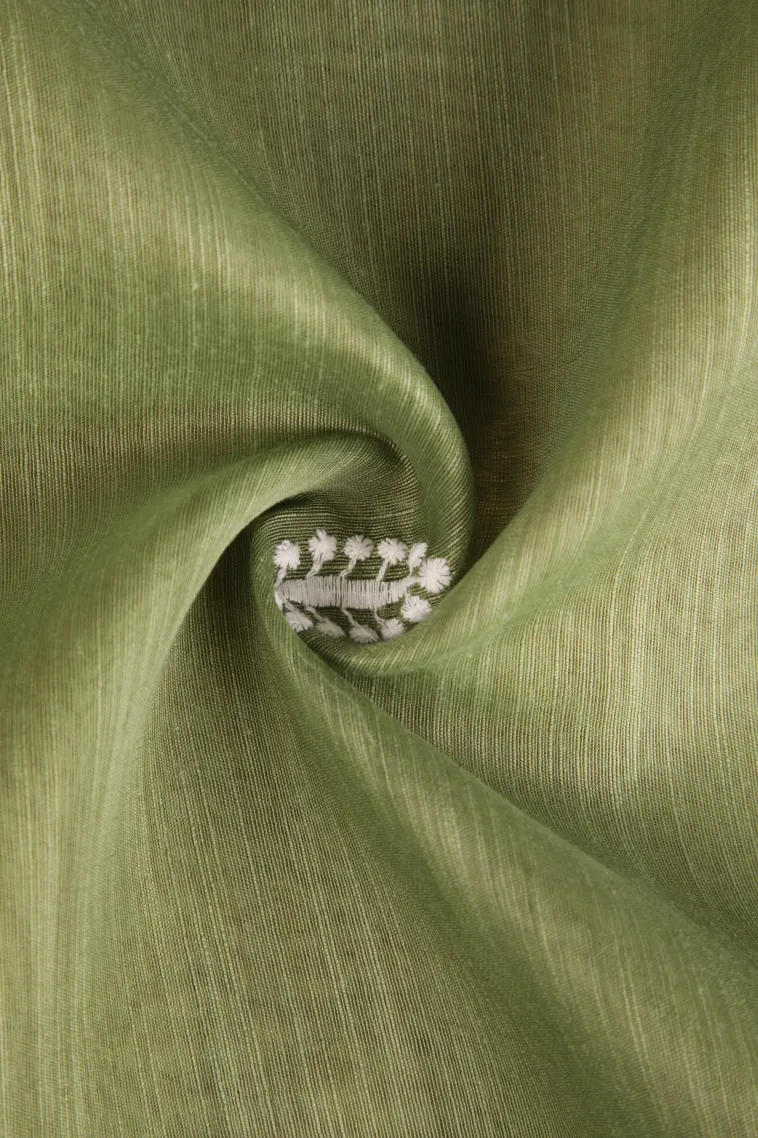 Moccon Green Manipuri Cotton Sarees Without Zari With Tree Mottif view 4
