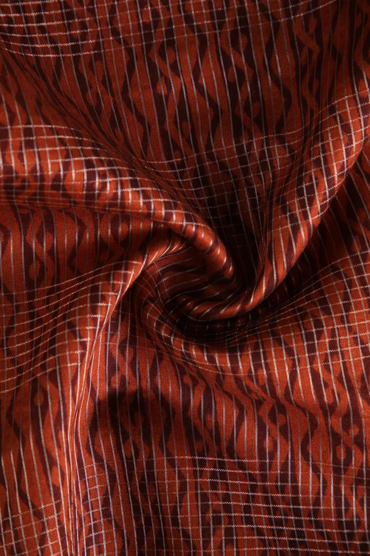Tawny Brown Chanderi Cotton Sarees with Gold Zari Stripes view 4